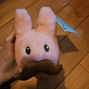 Kid Robot X Kozik Plush Pink Bunny with Brown Mustache